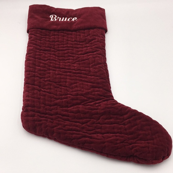 Pottery Barn Velvet Christmas Stocking Red “Bruce” - Picture 1 of 13